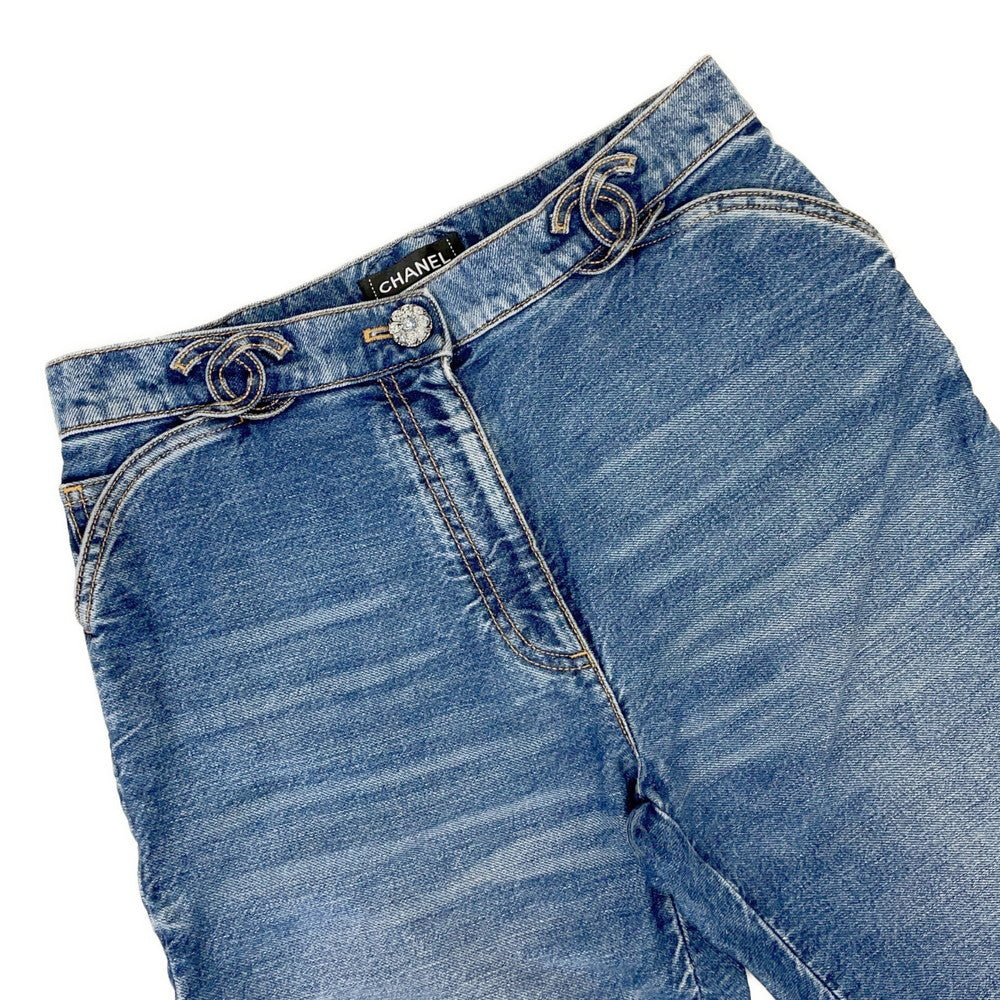 CHANEL CC Logo denim pants Size 36 BlueP76791 V69116 Cotton100%