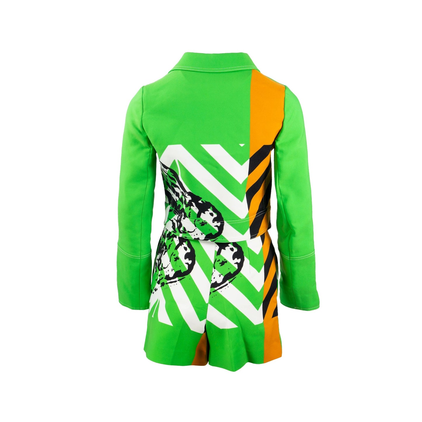 DIOR Size 34 2022 Runway Fantaisie Animalier Cropped Jacket and Shorts Suit Polyamide Green/Multicolour