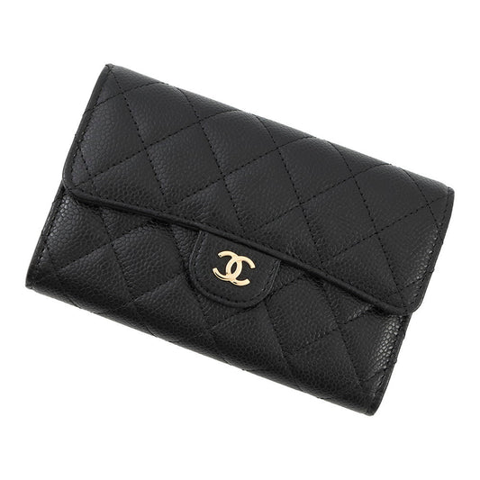 CHANEL Matelasse Medium Wallet BlackAP0232 Caviar Leather