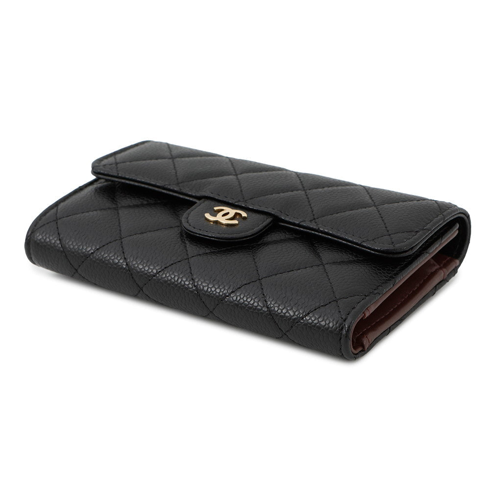 CHANEL Matelasse Medium Wallet BlackAP0232 Caviar Leather