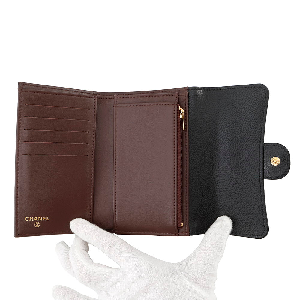CHANEL Matelasse Medium Wallet BlackAP0232 Caviar Leather