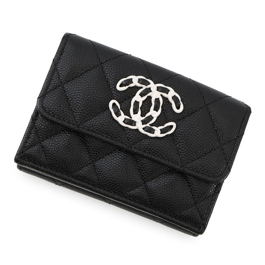 CHANEL Matelasse CHANEL19/Disneuf Small Flap Wallet BlackAP3711 Caviar Leather