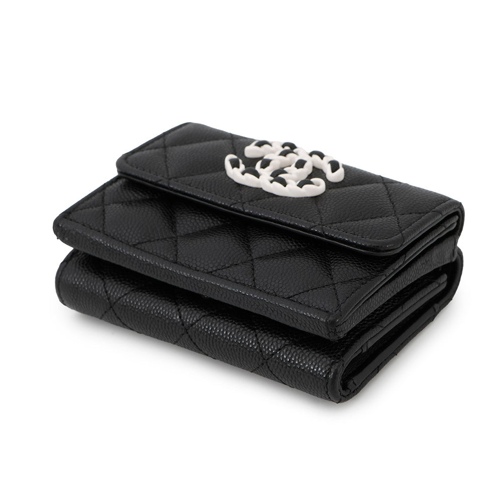 CHANEL Matelasse CHANEL19/Disneuf Small Flap Wallet BlackAP3711 Caviar Leather