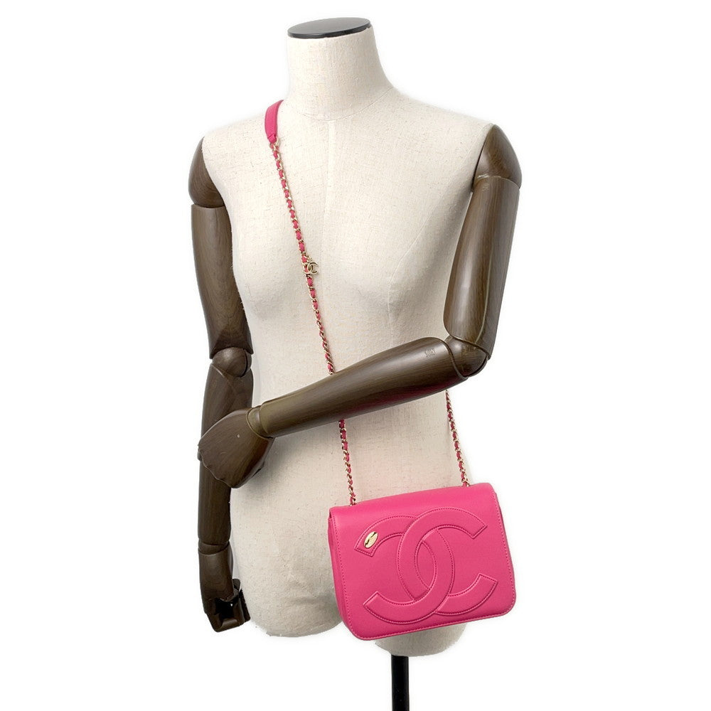CHANEL BigCC Logo ChainShoulder PinkAS0321 Leather