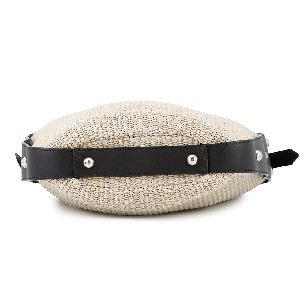 BALENCIAGA one belt Beige/Black410224 Raffia Leather