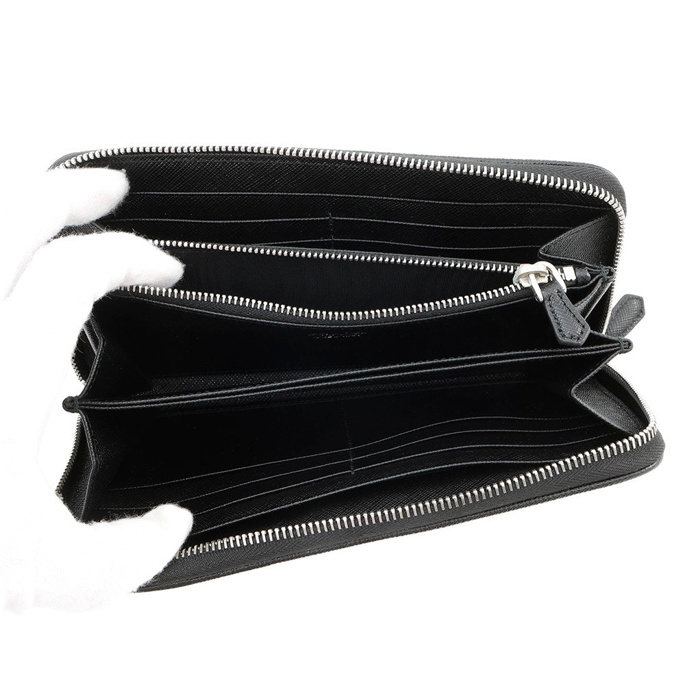PRADA Zip Around long wallet Black/Orange Nylon/Leather