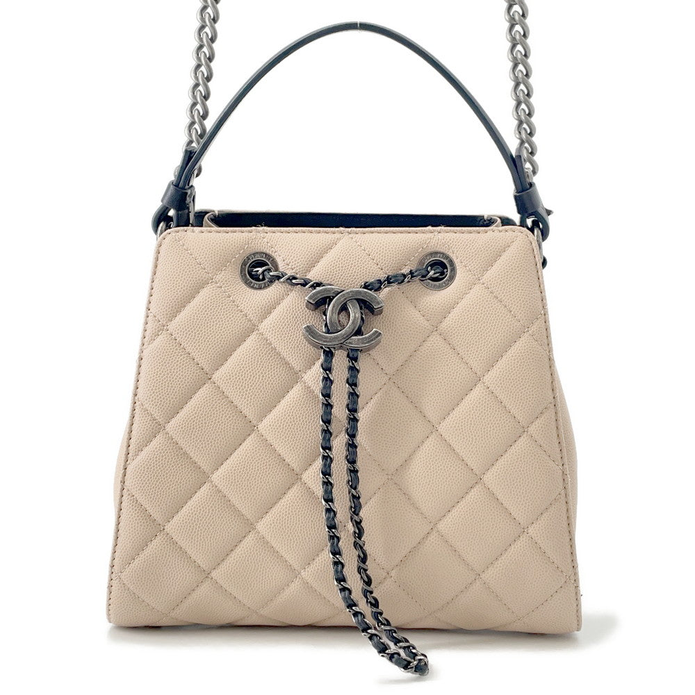 CHANEL CC Bucket Black/BeigeA93354 Caviar Leather