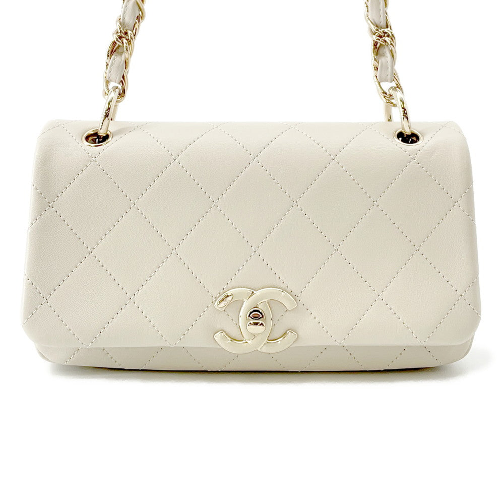 CHANEL Matelasse ChainShoulder Off-whiteAS2318 Calf Leather