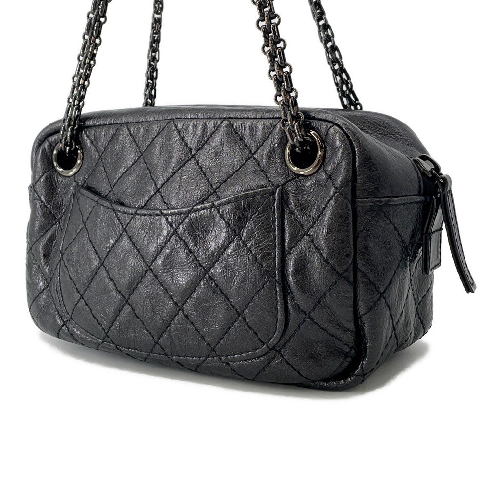 CHANEL 2.55 ChainShoulder Bag Black Leather