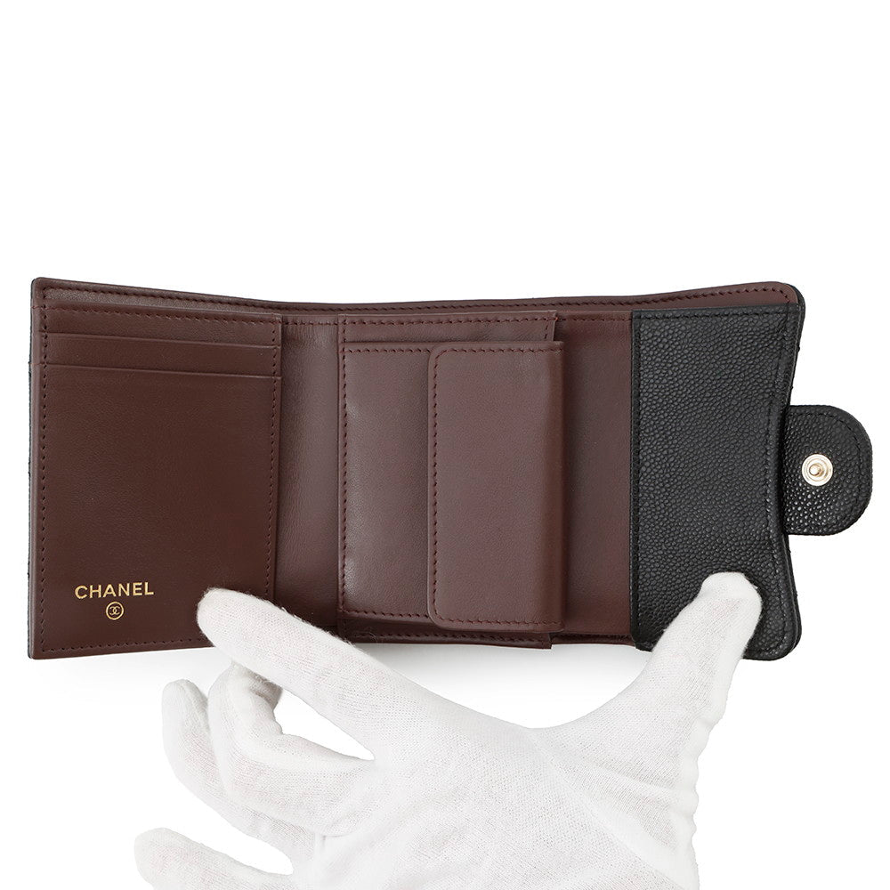 CHANEL Matelasse Classic Small Flap Wallet BlackAP0229 Caviar Leather
