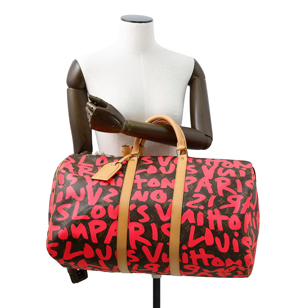 LOUIS VUITTON Keepall Fuchsia/BrownM93698 Monogram・Graffiti Size 50