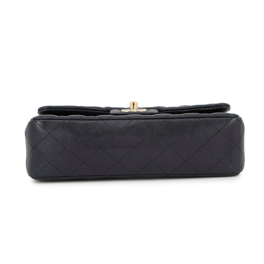 CHANEL Matelasse W Flap W Chain Shoulder Dark NavyA01113 Caviar Leather Size 23