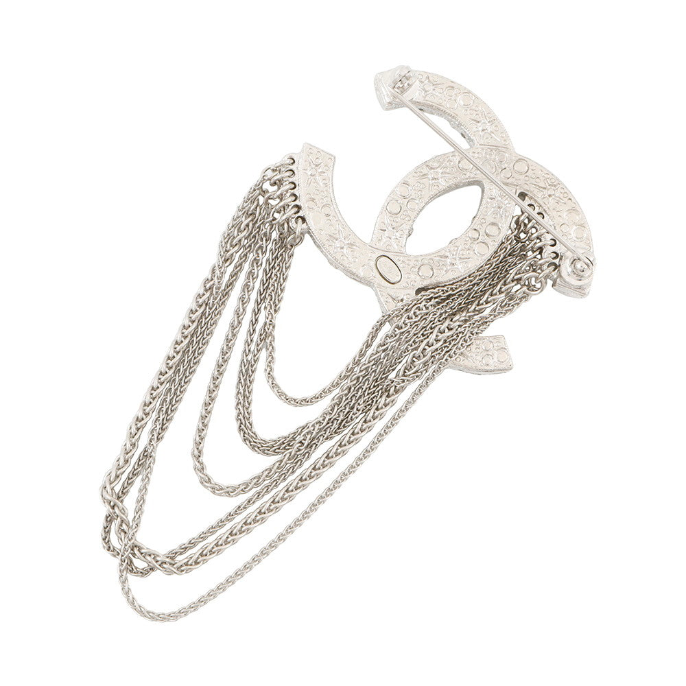 CHANEL Brooch CC Logo Metal Rhinestone Faux Pearl