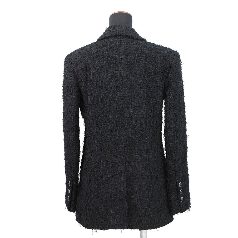 CHANEL CC Logo Lion Head Button Tweed Jacket Size 36 BlackP72390 Cotton Polyester Rhinestone