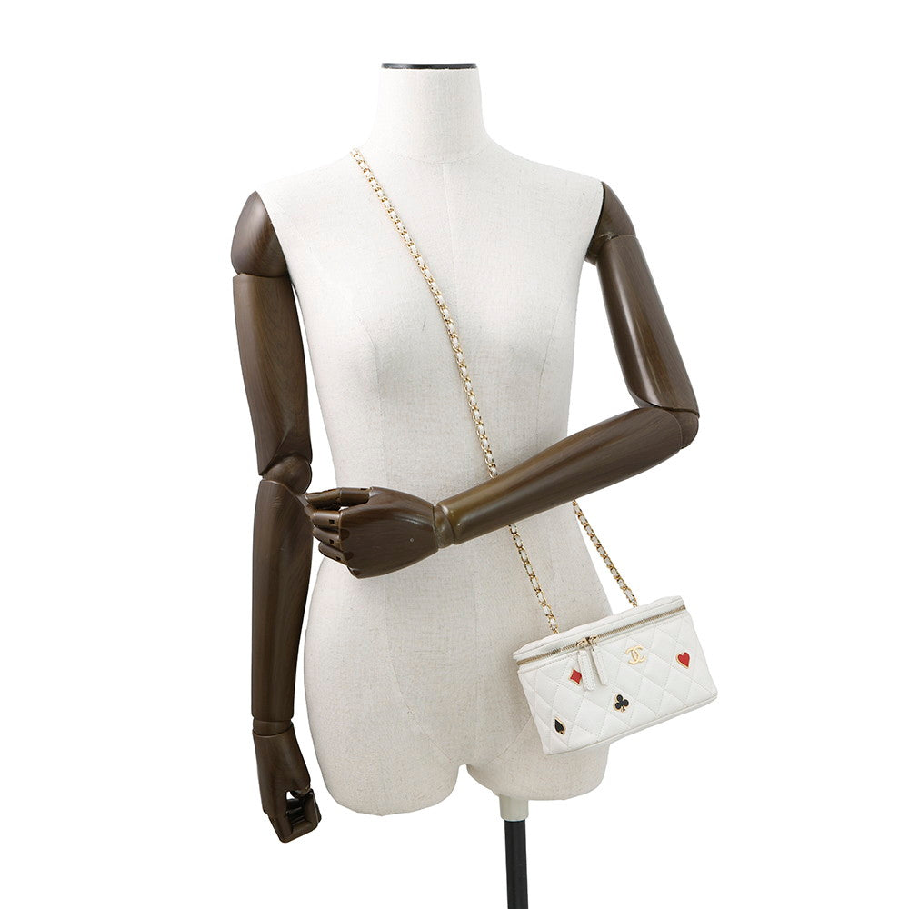 CHANEL Vanity ChainShoulder Bag WhiteAP3079 Caviar Leather