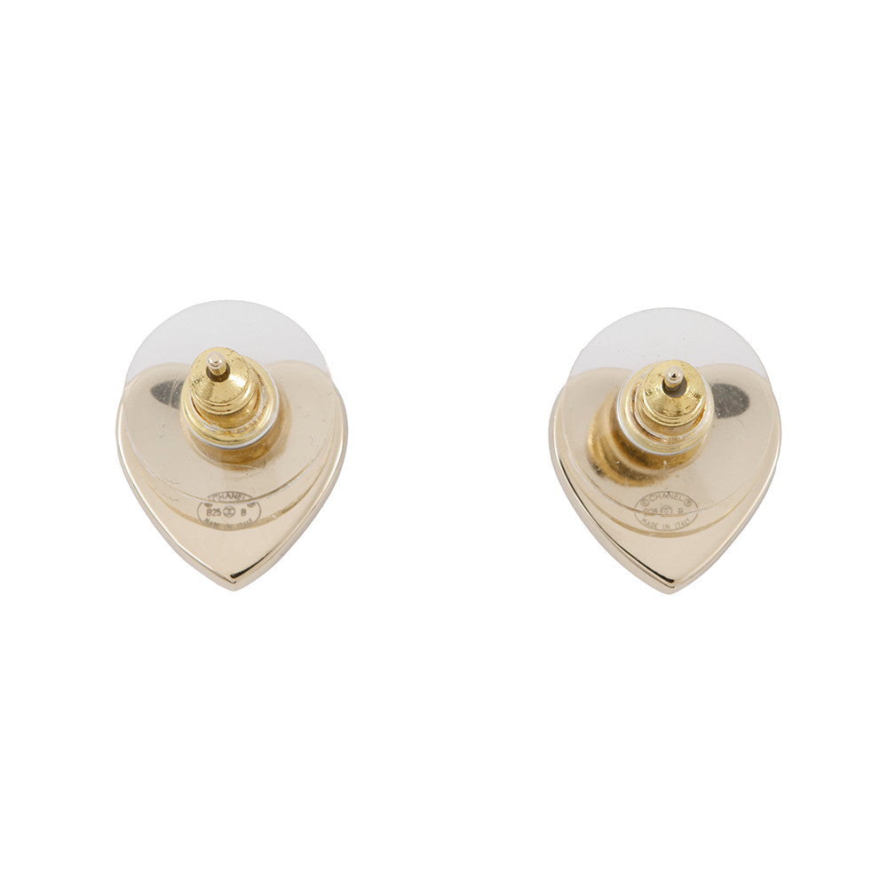 CHANEL CC Logo Heart Earrings PinkABG216 Metal