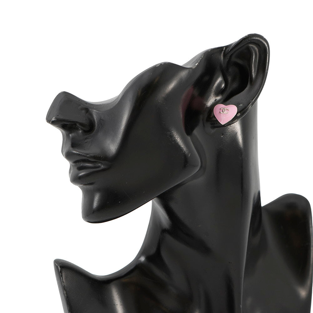 CHANEL CC Logo Heart Earrings PinkABG216 Metal