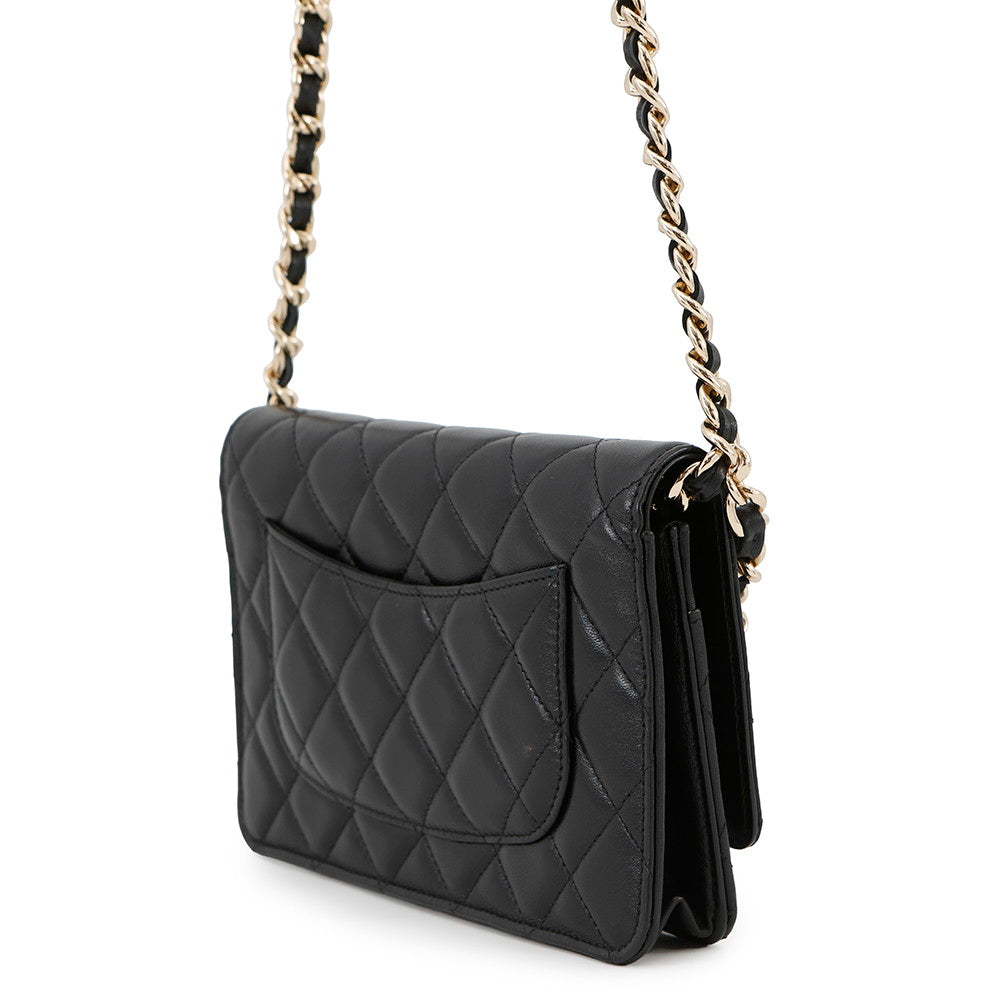 CHANEL Chain wallet with Bag Charm BlackAP1960 Lambskin/Faux Pearl /Rhinestone
