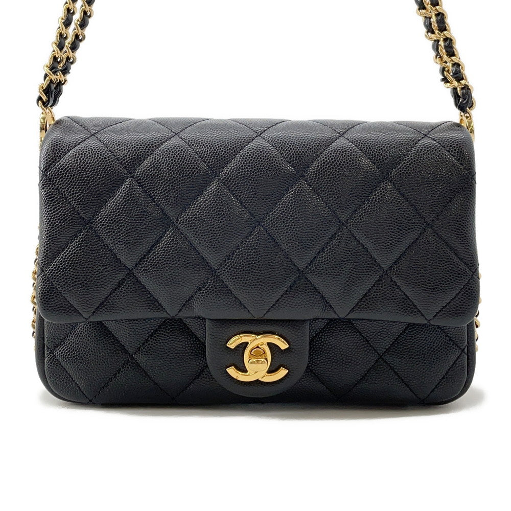 CHANEL Mini Matelasse ChainShoulder Bag BlackAS3757 Caviar Leather