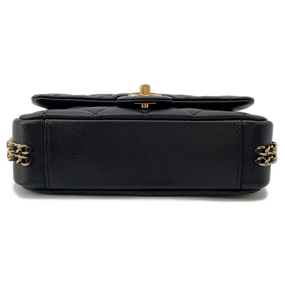 CHANEL Mini Matelasse ChainShoulder Bag BlackAS3757 Caviar Leather