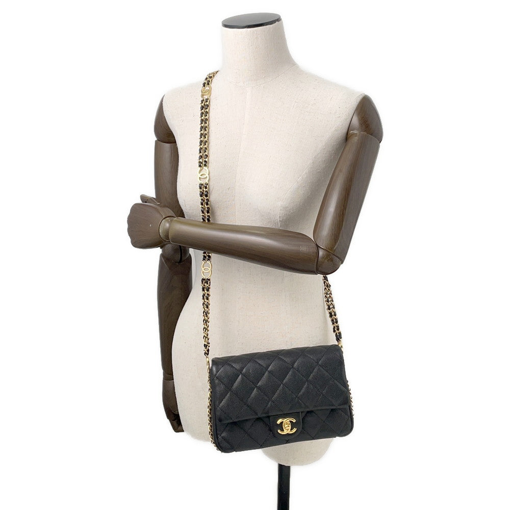 CHANEL Mini Matelasse ChainShoulder Bag BlackAS3757 Caviar Leather