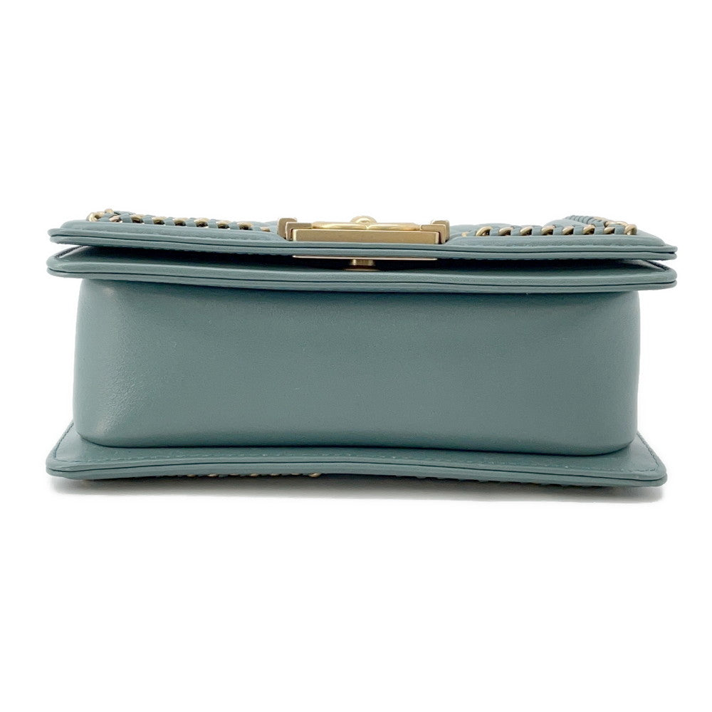 CHANEL Boy Chanel Blue GreenA94805 Lambskin Size 20