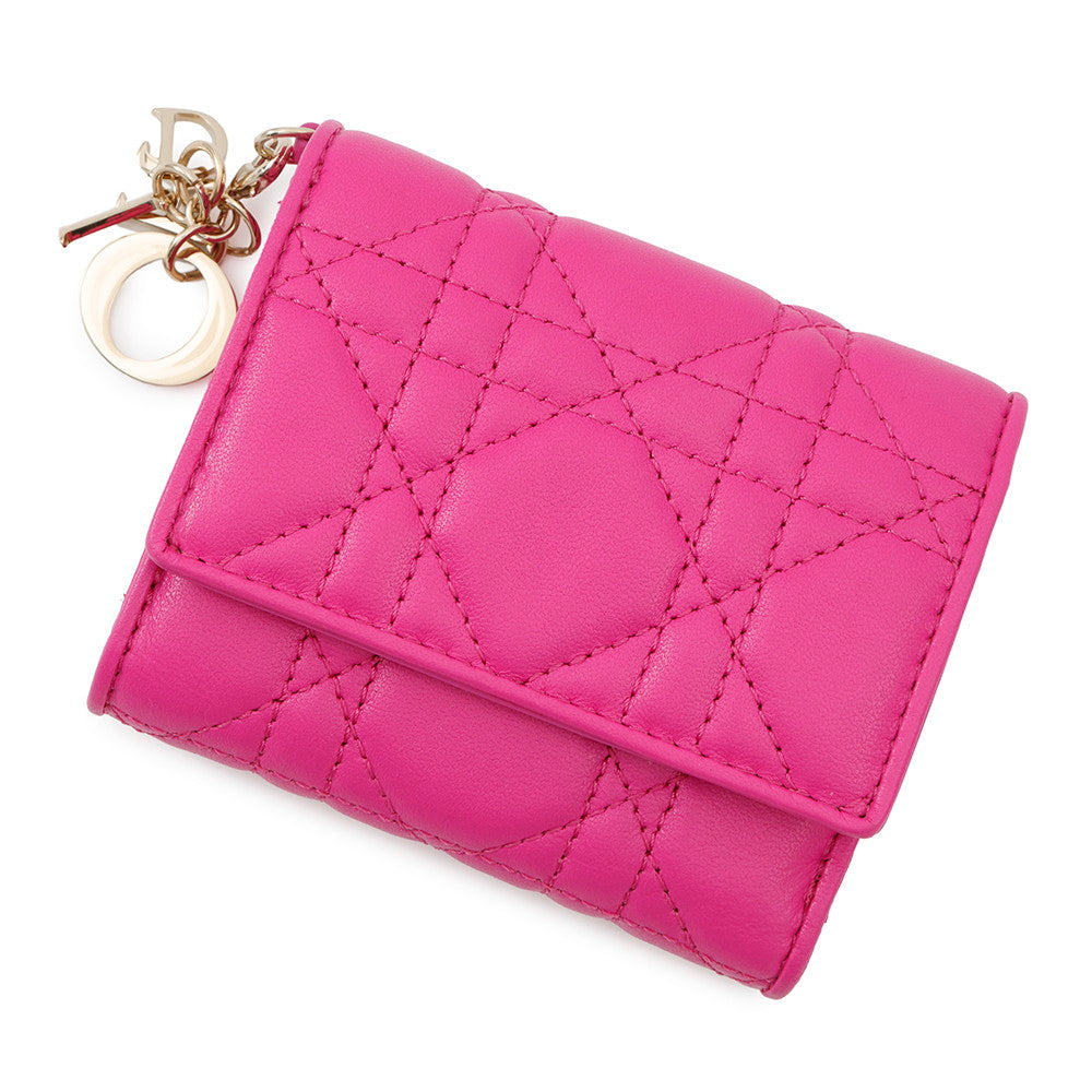 Dior Lady Dior Lotus Wallet Cannage Tri-fold Wallet PinkS0181ONMJ Lambskin