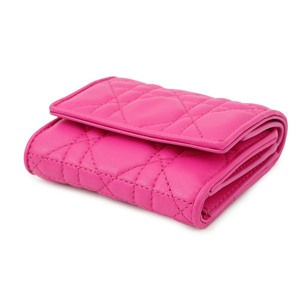 Dior Lady Dior Lotus Wallet Cannage Tri-fold Wallet PinkS0181ONMJ Lambskin