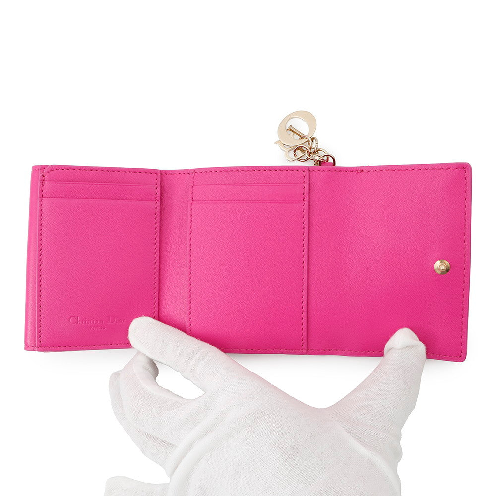 Dior Lady Dior Lotus Wallet Cannage Tri-fold Wallet PinkS0181ONMJ Lambskin