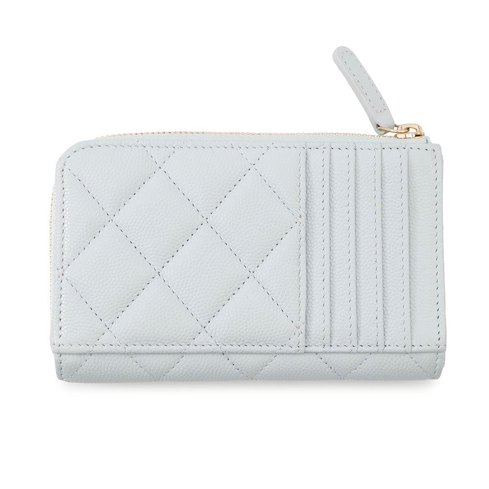 CHANEL Matelasse CC Logo Fragment Case Baby BlueAP4822 Caviar Leather/Rhinestone