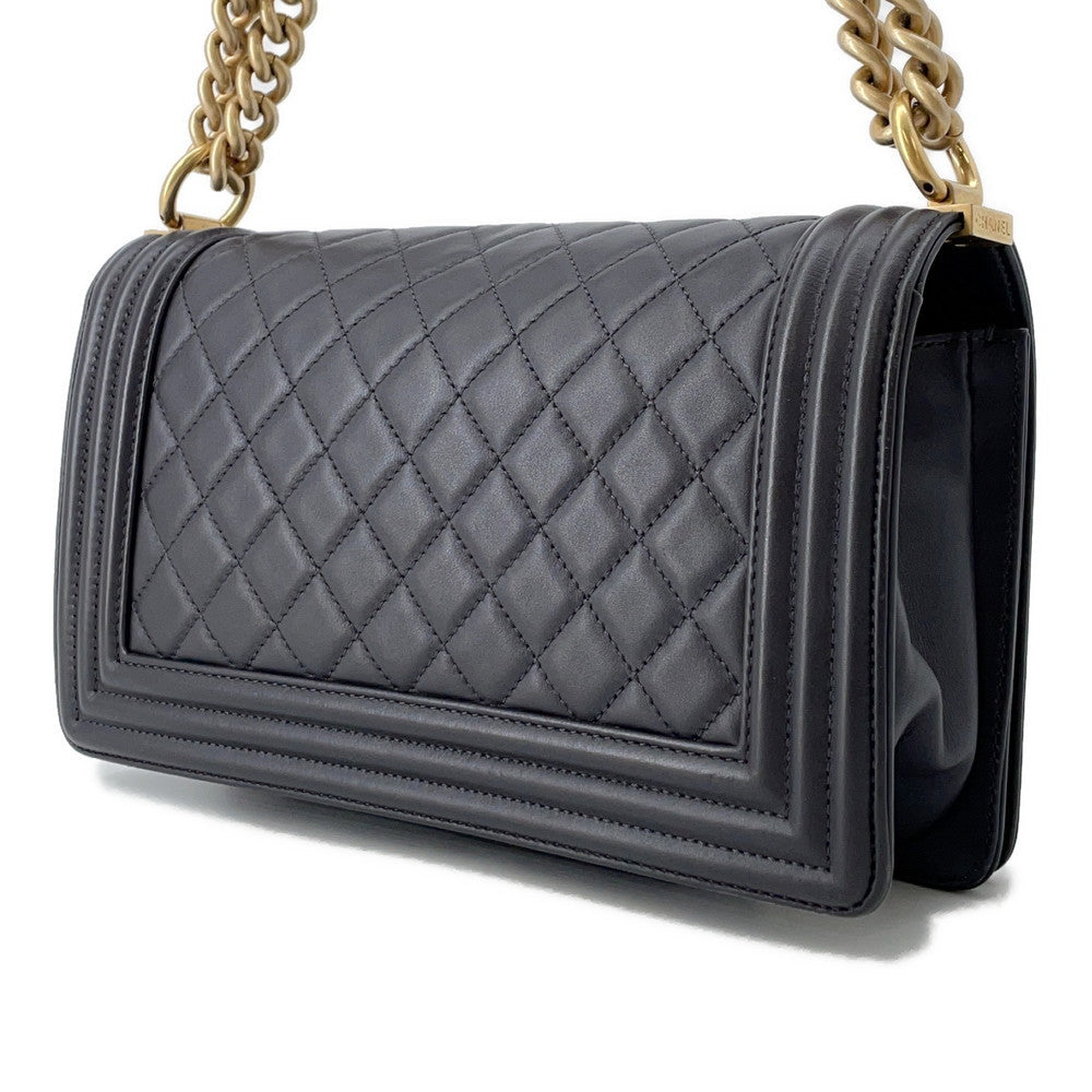 CHANEL Boy Chanel ChainShoulder Bag Dark GrayA67086 Lambskin