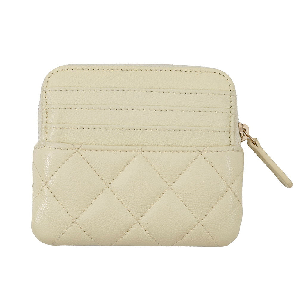 CHANEL Matelasse CC Logo Classic Zip Coin Purse Baby YellowAP2061 Caviar Leather