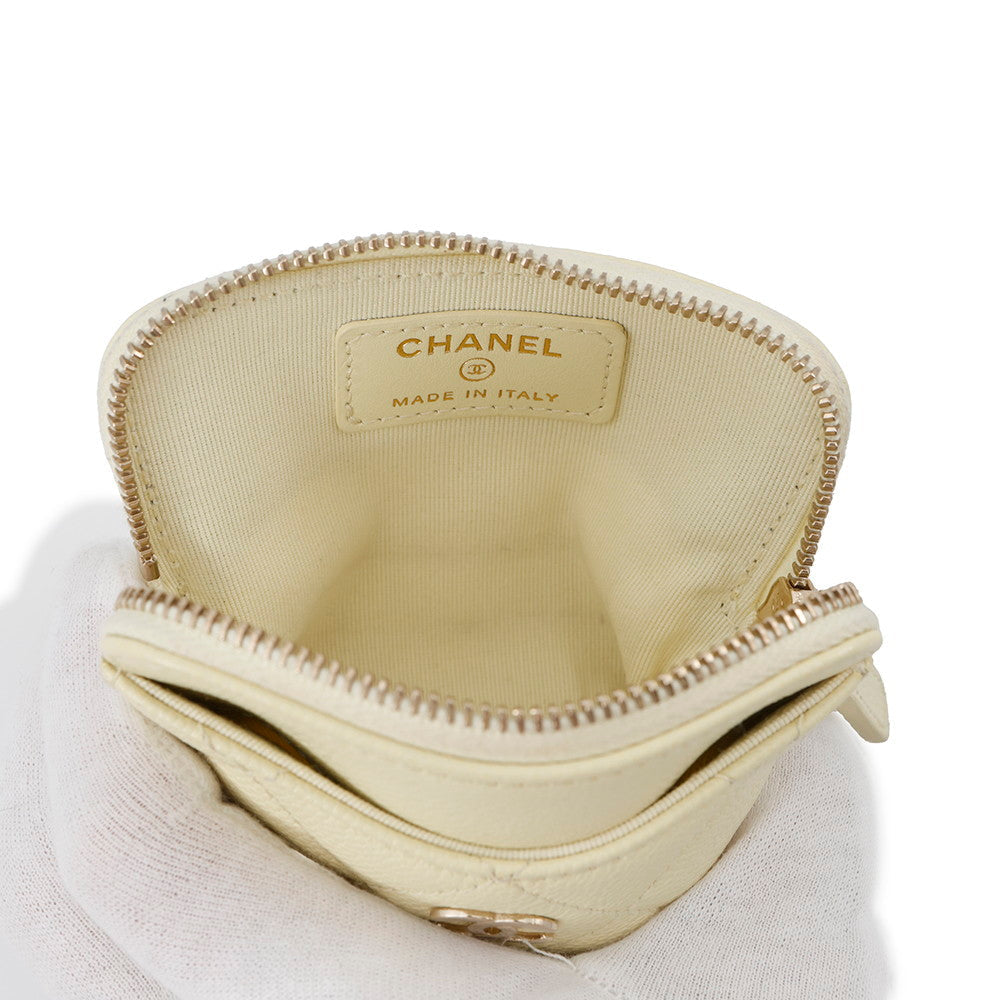 CHANEL Matelasse CC Logo Classic Zip Coin Purse Baby YellowAP2061 Caviar Leather
