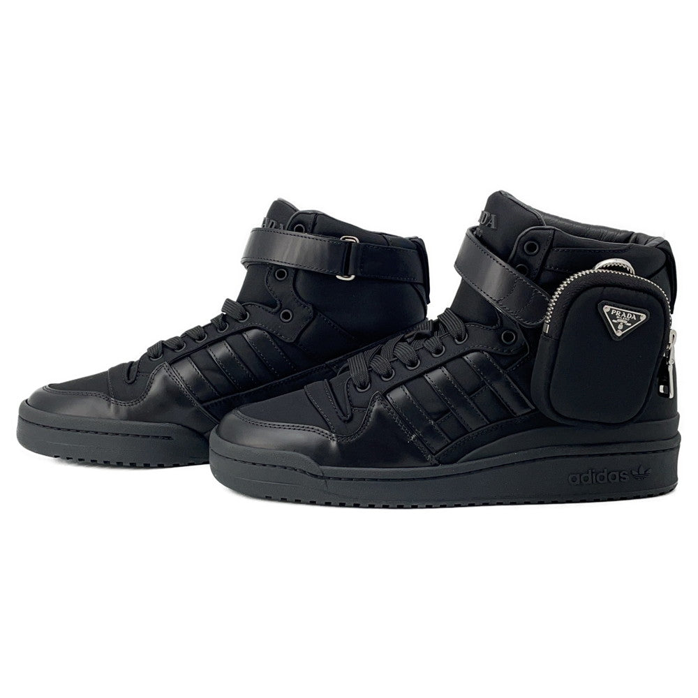 PRADA Re-NylonPRADAxadidas ForumHigh-top Sneakers Black2TG193 Nylon Leather Size 7 1/2