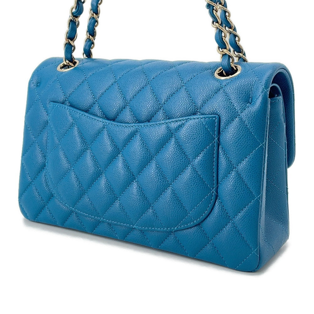 CHANEL Matelasse Double Flap ChainShoulder BlueA01113 Caviar Leather Size 23