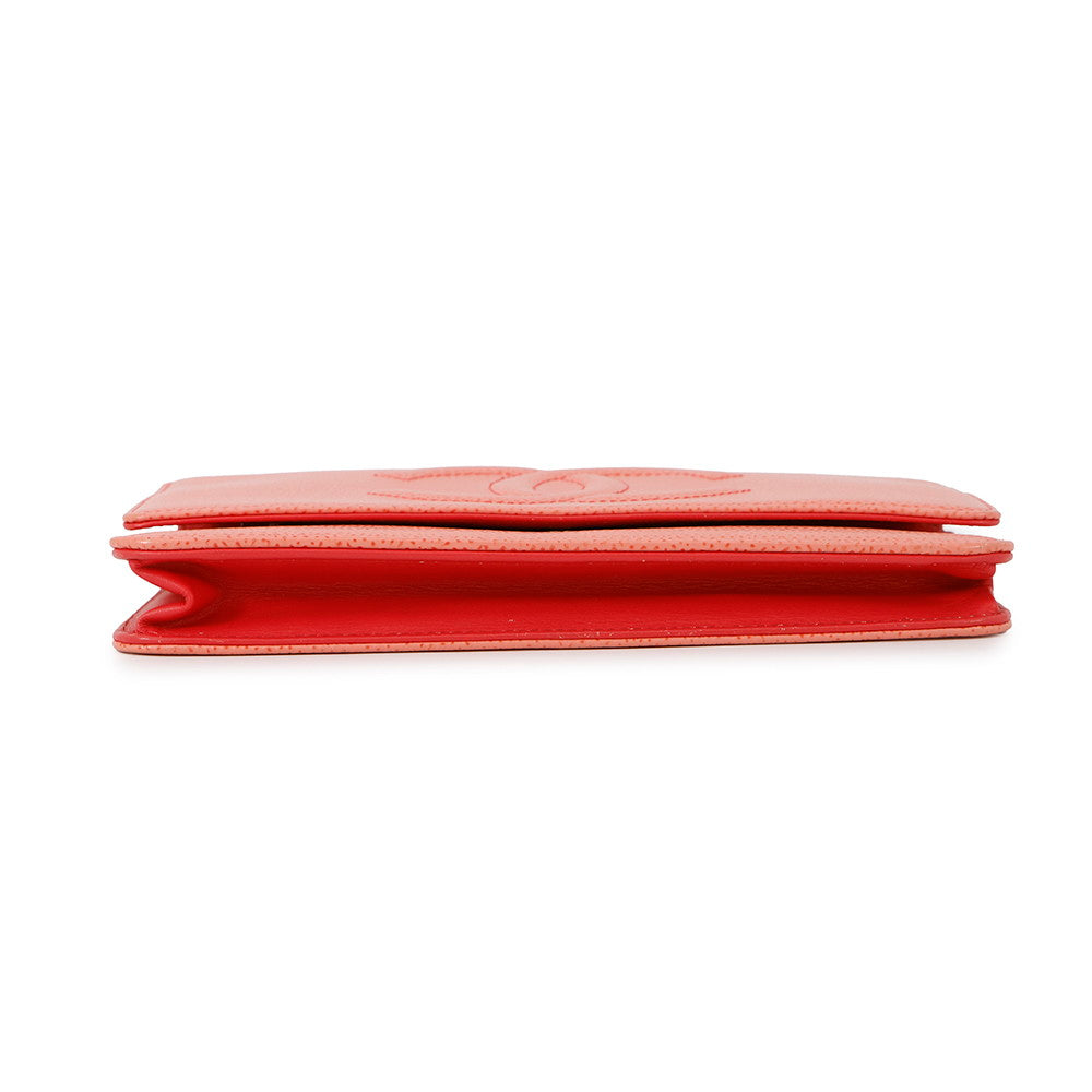 CHANEL CC Logo Chain Wallet salmon pinkA48654 Caviar Leather