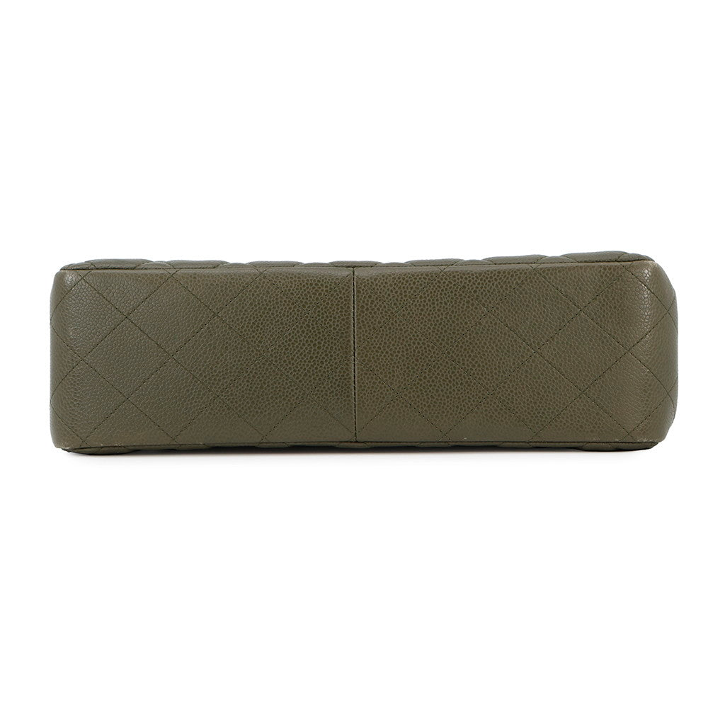 CHANEL Jumbo Matelasse Shoulder Bag KhakiA58600 Caviar Leather Size 30