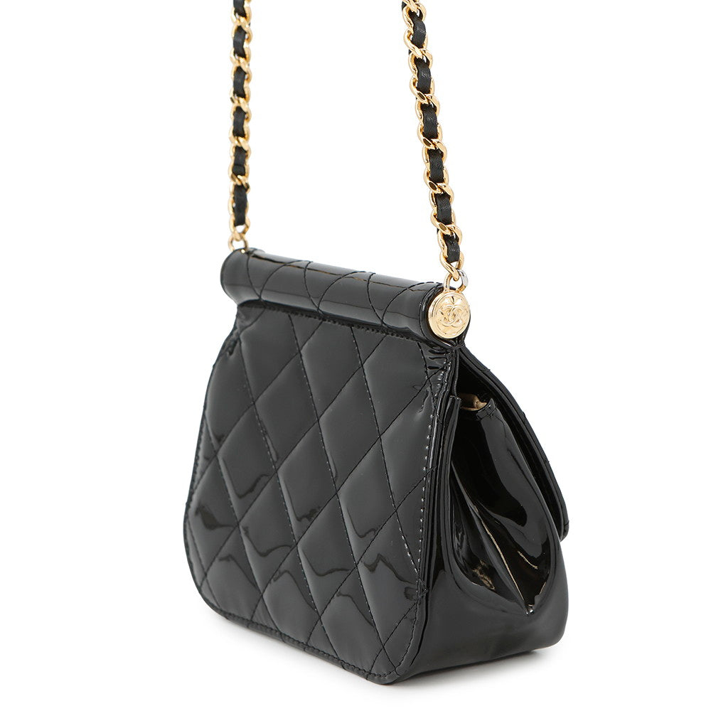 CHANEL Matelasse Mini Chain Shoulder Bag BlackAP3005 Patent Leather