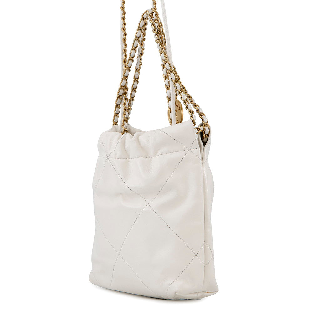 CHANEL CHANEL22 Mini Shoulder Bag WhiteAS3980 Shiny Calf Leather