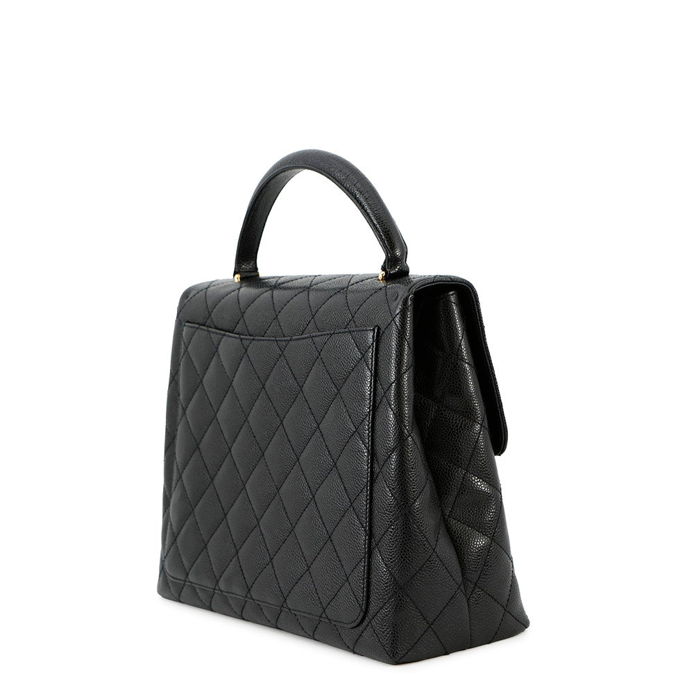 CHANEL CC Logo Handbag BlackA12397 Caviar Leather