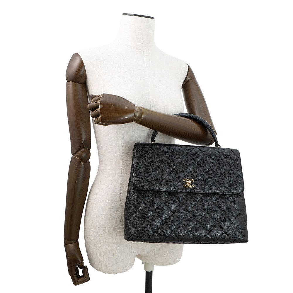 CHANEL CC Logo Handbag BlackA12397 Caviar Leather