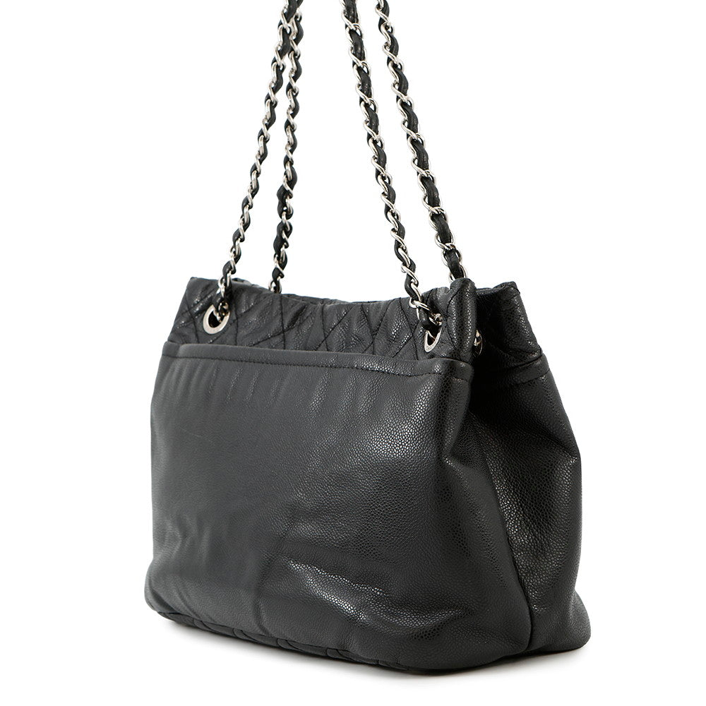 CHANEL Matelasse Large CC Logo Chain Tote BlackA48374 Caviar Leather