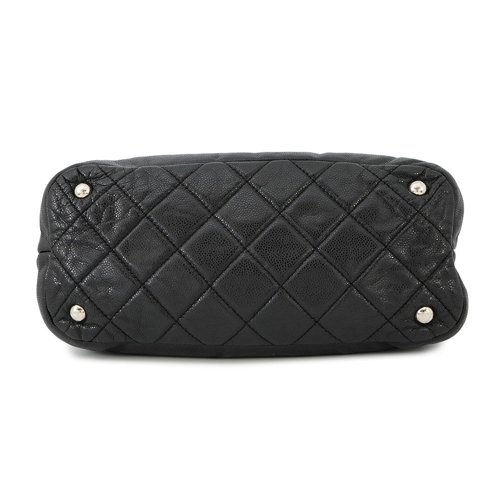 CHANEL Matelasse Large CC Logo Chain Tote BlackA48374 Caviar Leather