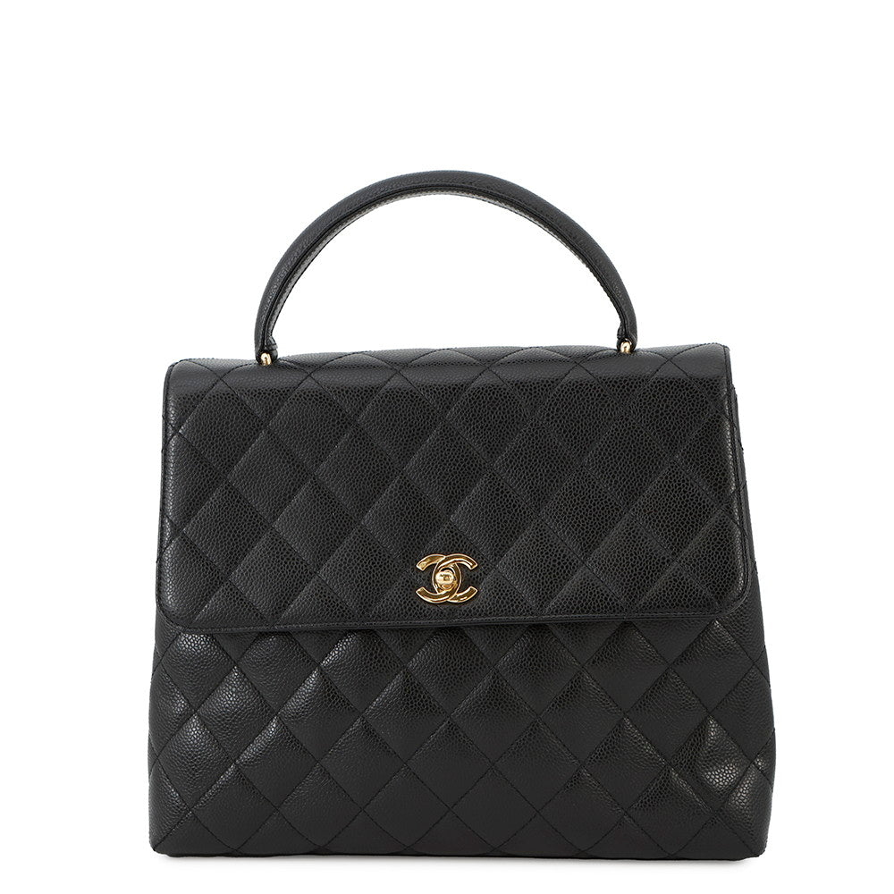 CHANEL CC Logo Handbag BlackA12397 Caviar Leather