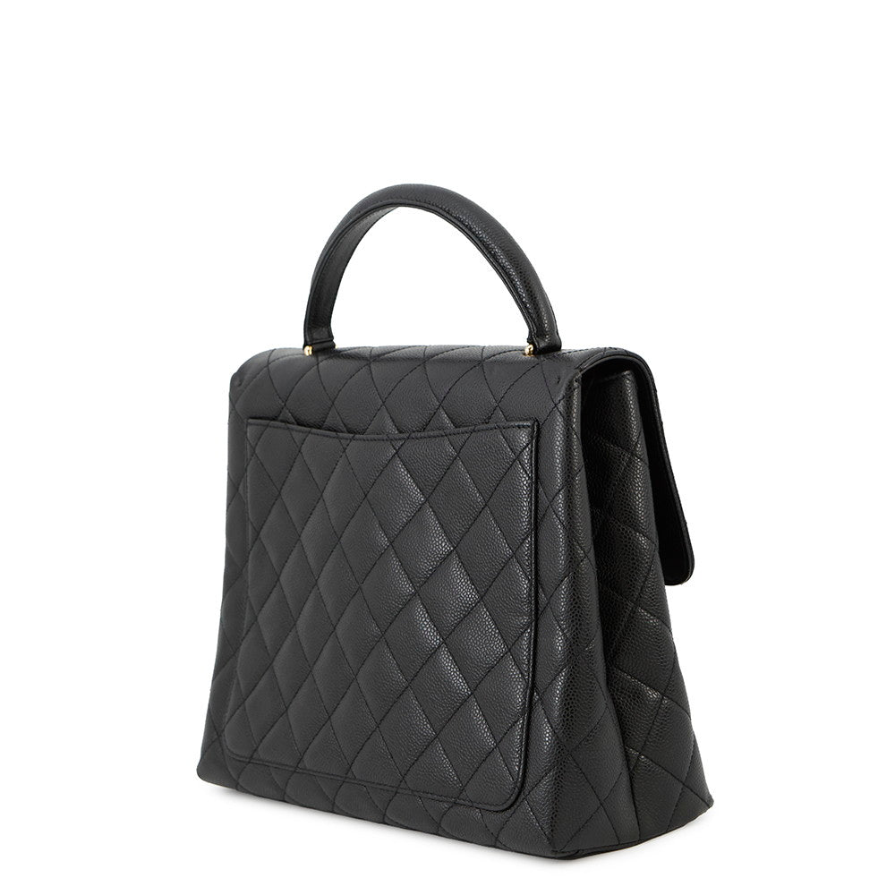 CHANEL CC Logo Handbag BlackA12397 Caviar Leather