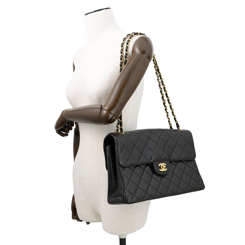 CHANEL Matelasse Double Face Chainshoulder Black Lambskin
