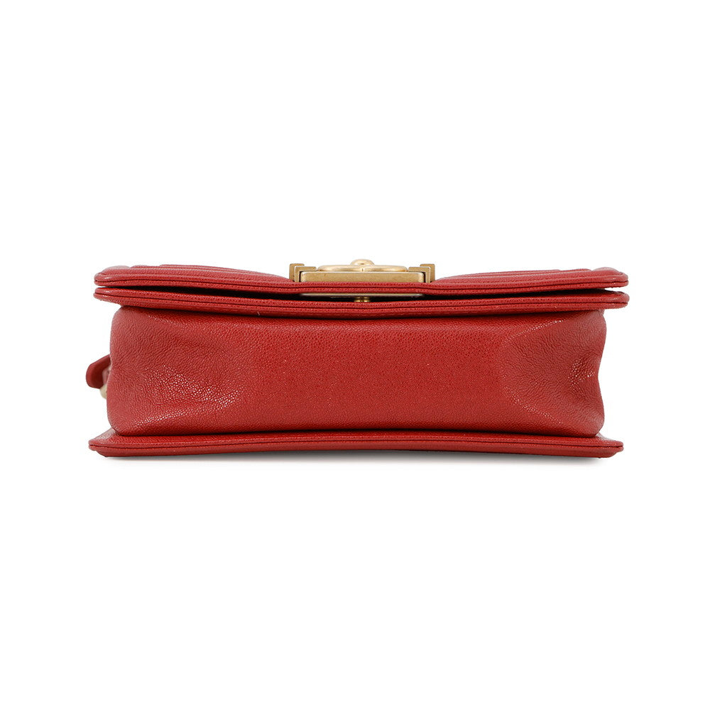 CHANEL Boy Chanel ChainShoulder Red Caviar Leather