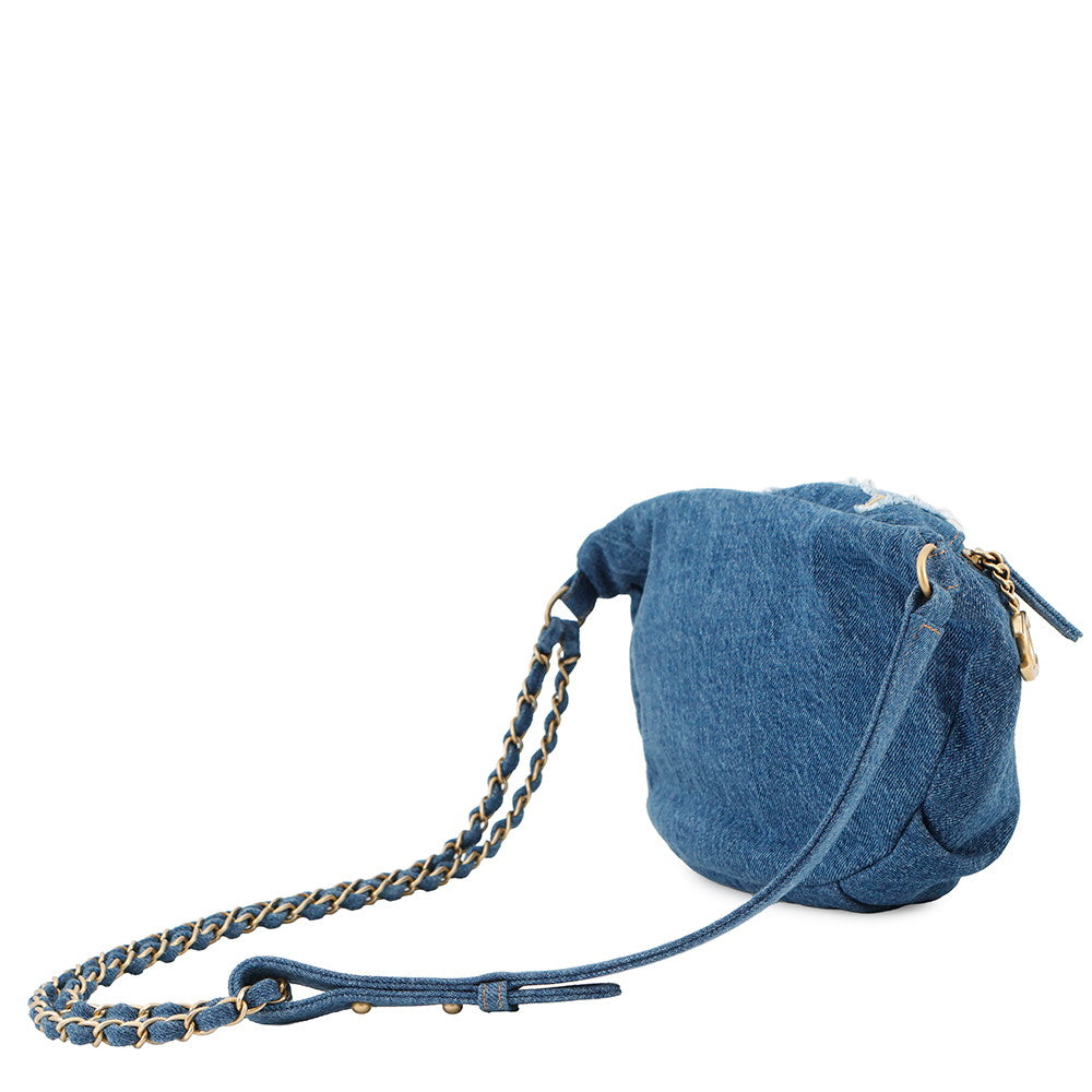 CHANEL CC Logo Waist Bag Blue Denim