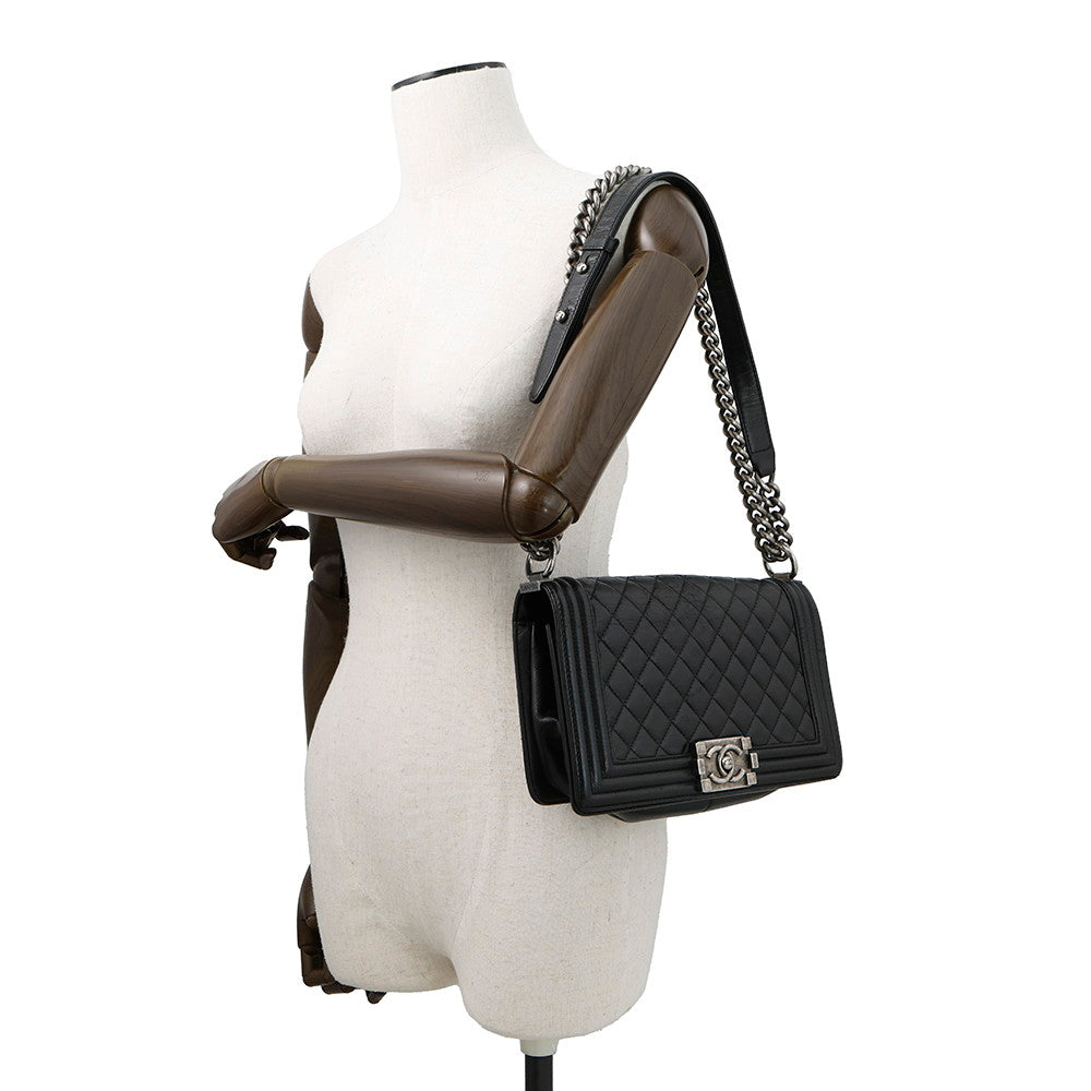 CHANEL Boy Chanel Matelasse Shoulder Bag BlackA67086 Leather