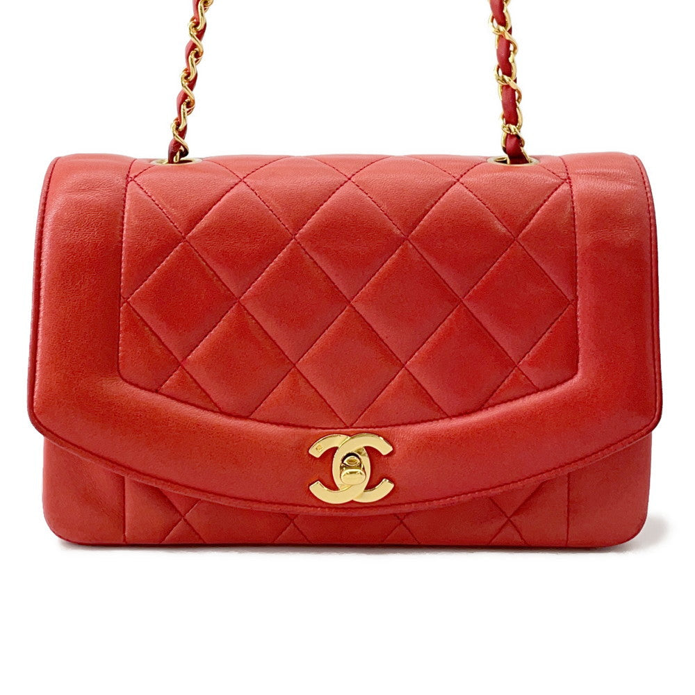 CHANEL Diana ChainShoulder Bag RedA01164 Lambskin Size 22